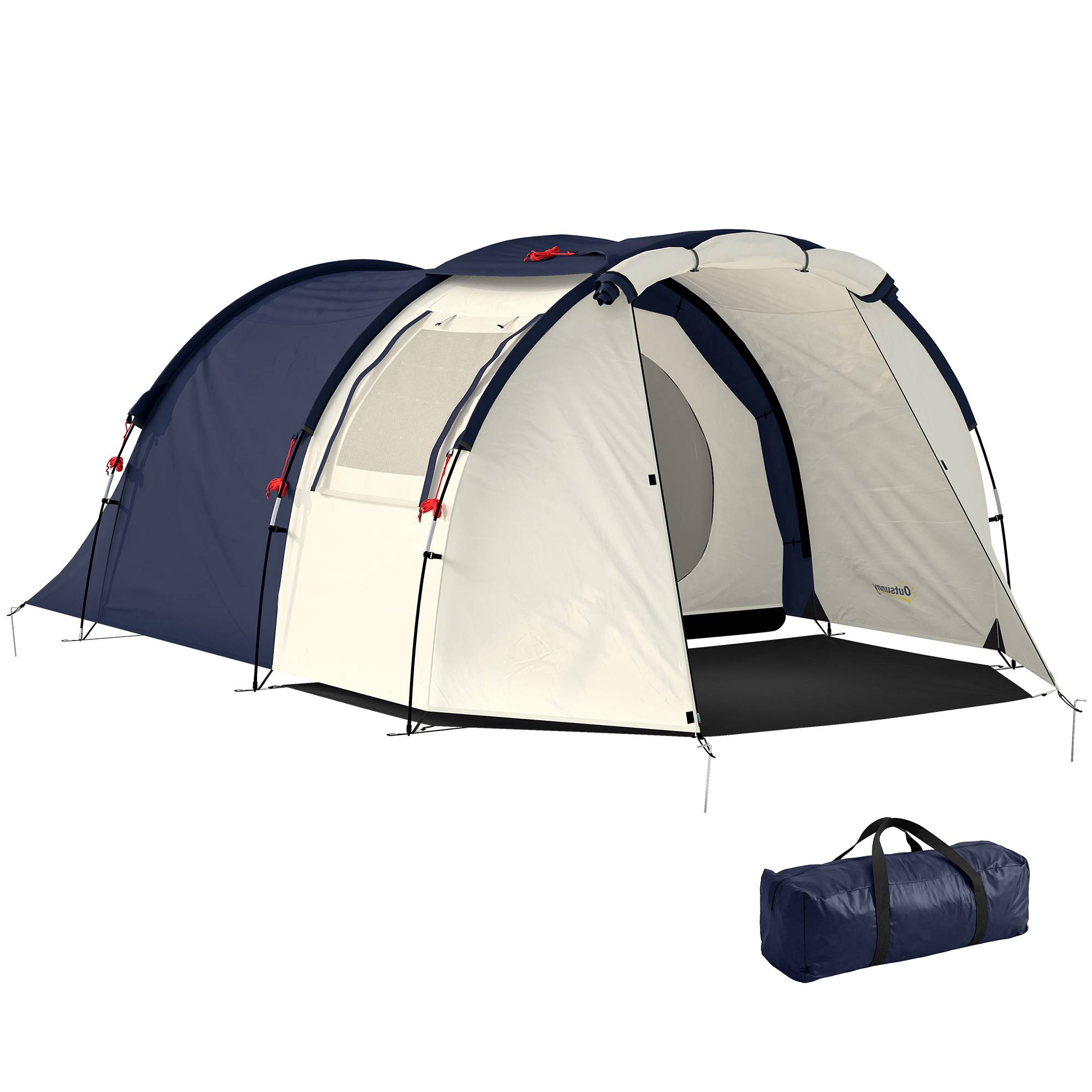 Tente tunnel 4 personnes familiale fenêtres chambre et séjour, tapis de sol, hauteur sous plafond 3000 mm - Image 1