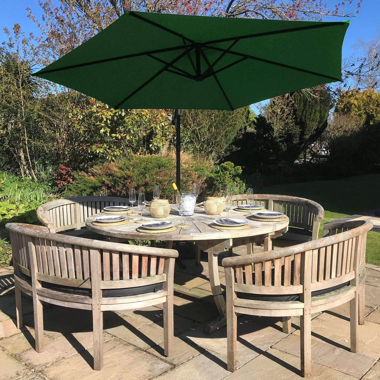 Monstershop - Parasol Cantilever Vert & Base Ronde - Image 5