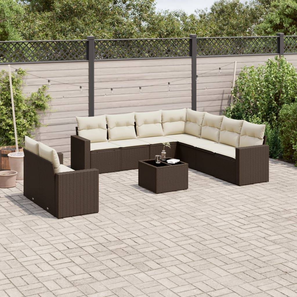 ComfortXL - Salon de jardin bas 10 pcs Résine Tressée Marron avec Table et Coffres de Rangement – ComfortXL Outdoor Living - Image 1