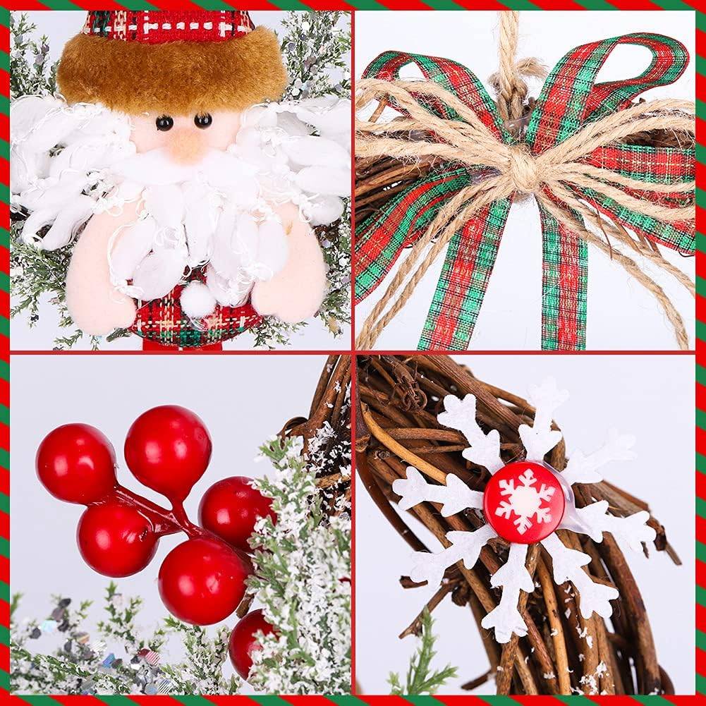 Couronne de Noël artificielle avec cloche, décorations de Noël du Père Noël, décorations de Noël pour cheminée, porte, arbre. - Image 2