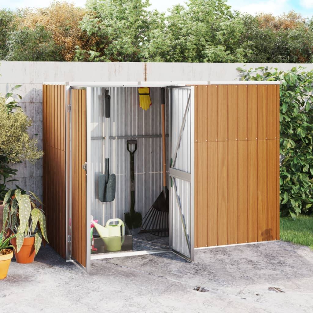 Abri de jardin 2m² Abri pour outil - marron 225x89x161 cm acier galvanisé - Meuble Pro MAISON CHIC - Image 2
