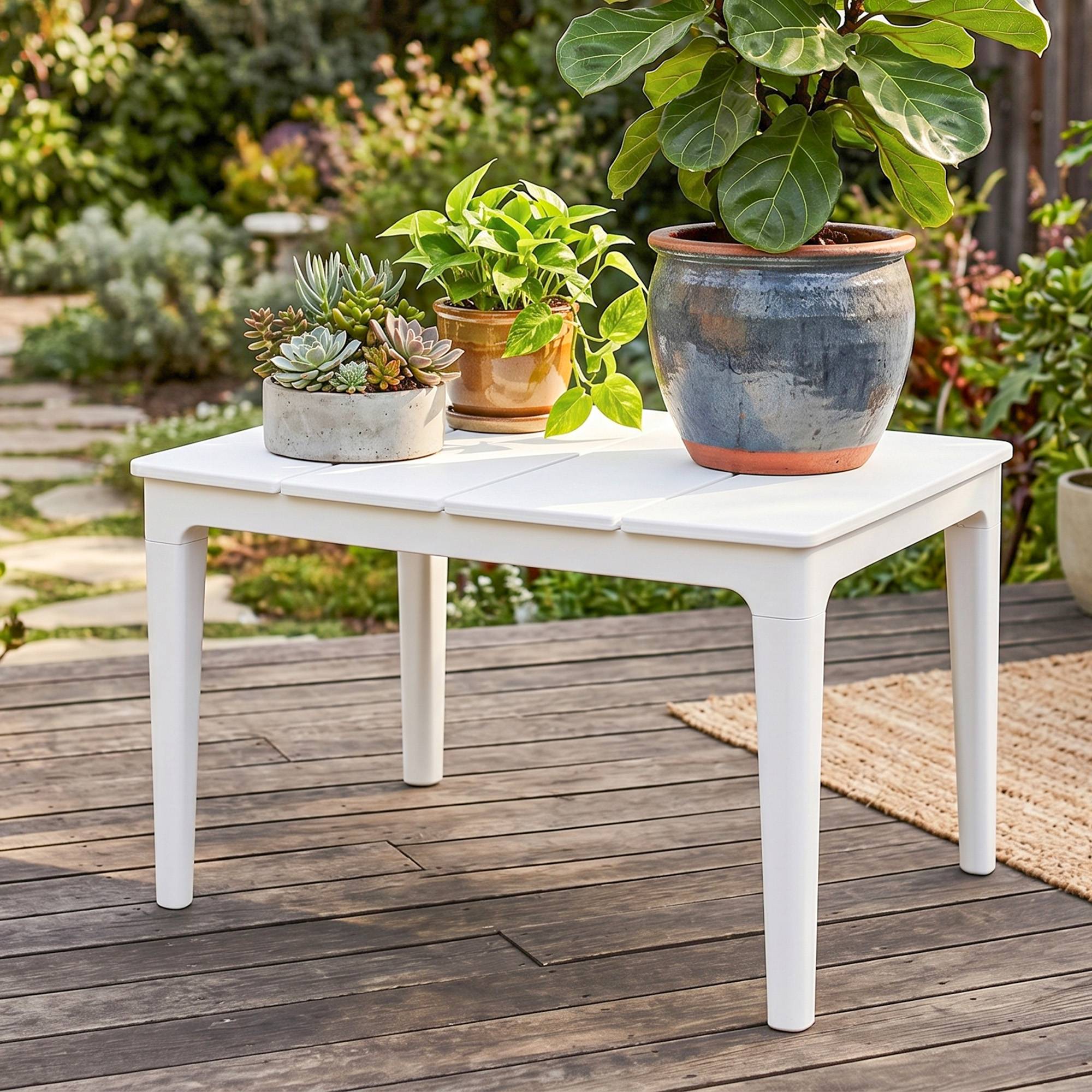 Table basse jardin 70 x 53 x 39 cm, blanc crème - Image 10
