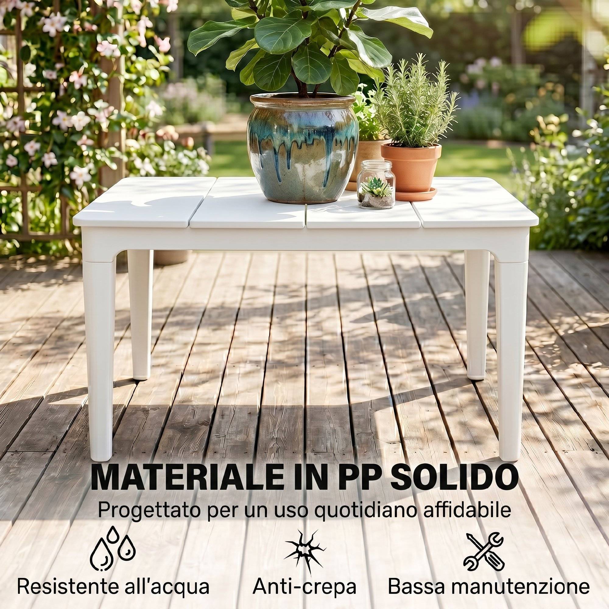 Table basse jardin 70 x 53 x 39 cm, blanc crème - Image 7