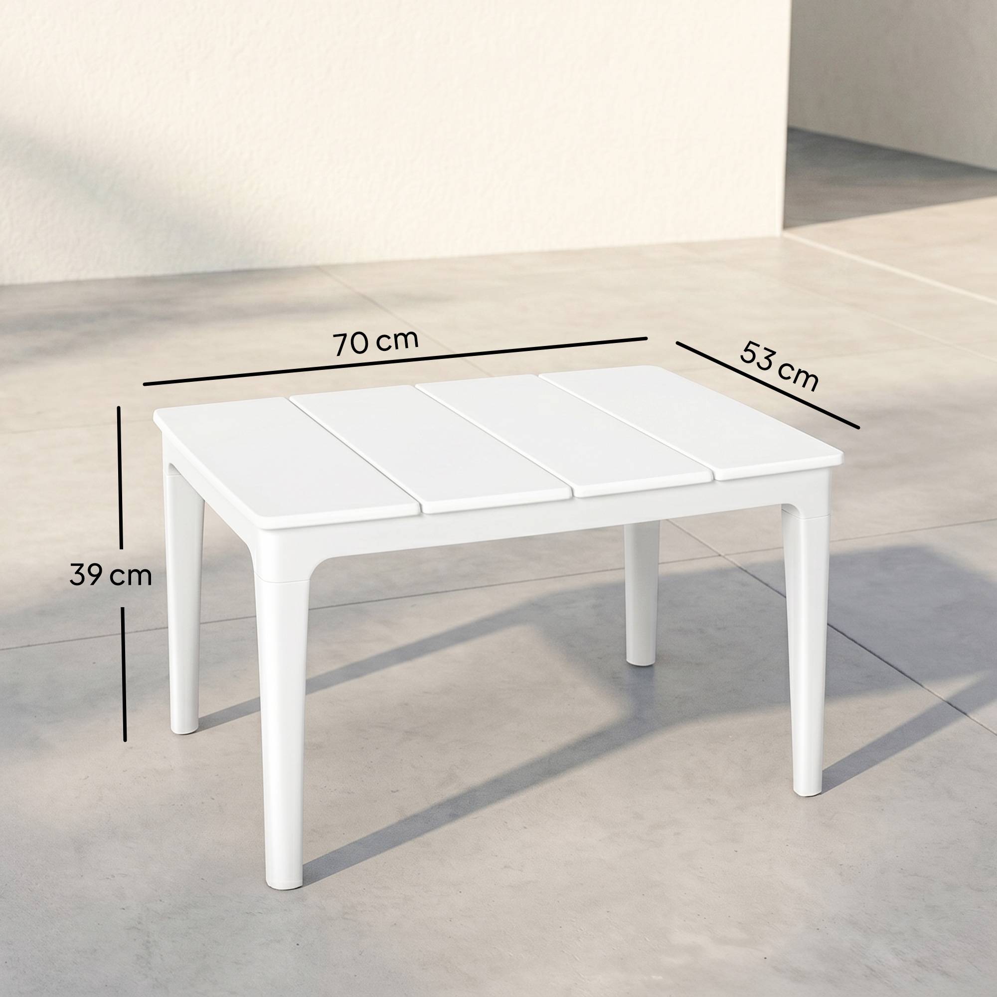 Table basse jardin 70 x 53 x 39 cm, blanc crème - Image 5