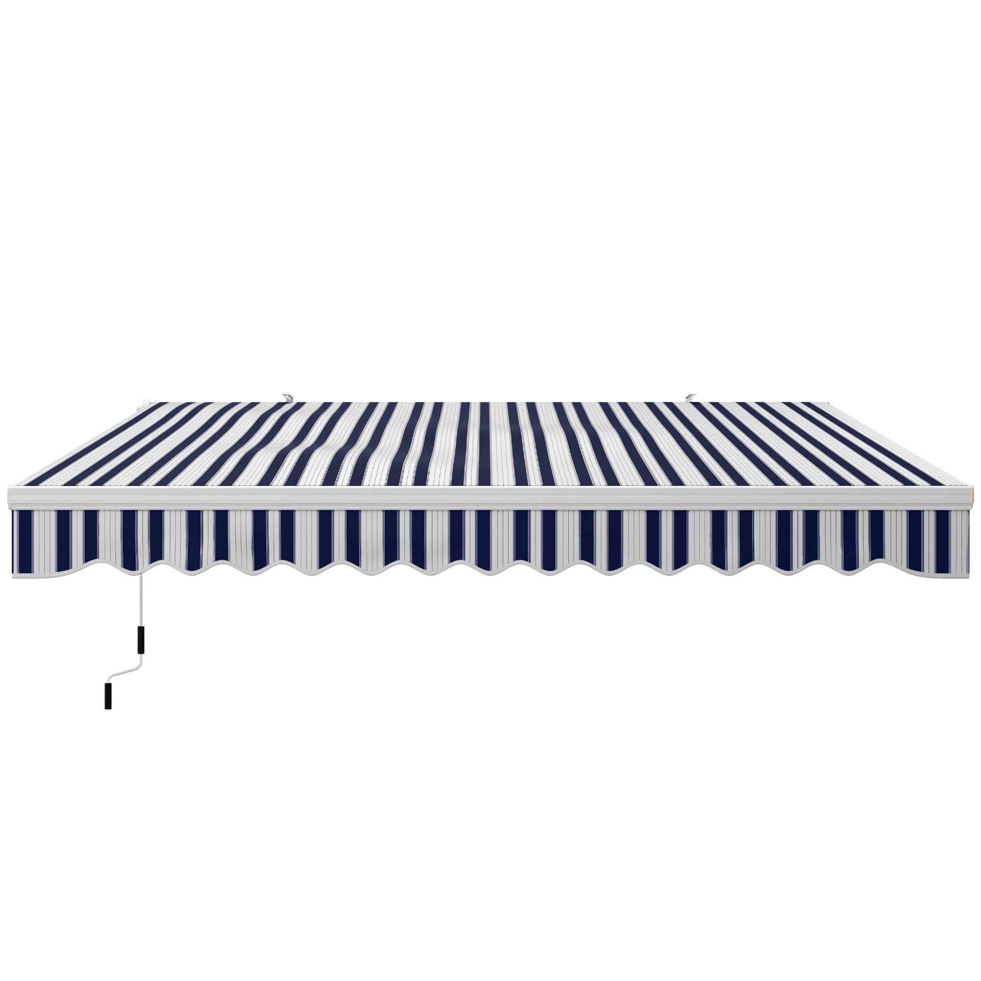 Store pare-soleil rétractable, manivelle, cadre métal, polyester, bleu et blanc, 3,95 x 2,45 x 3,50 m - Image 2