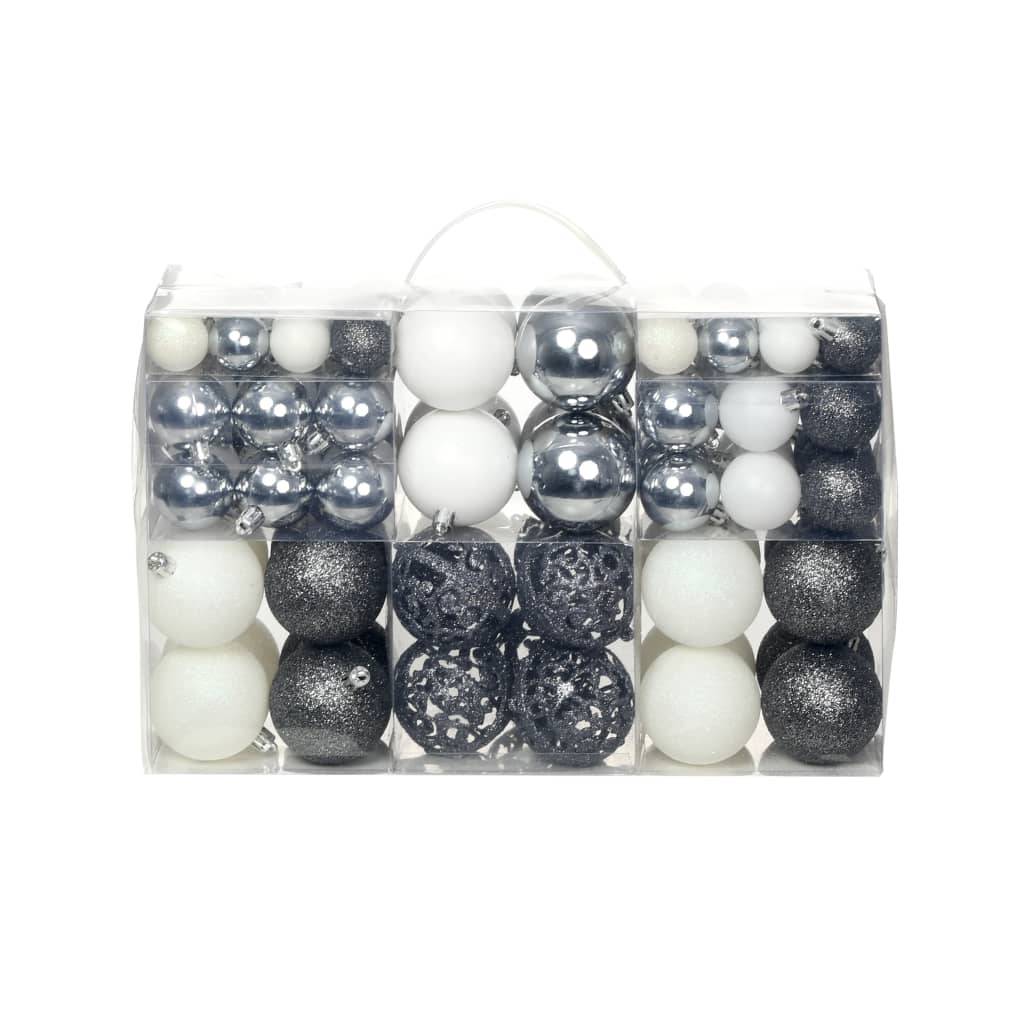 Ensemble de boules de Noël - Ornements de Noël - décorations de Noël 100 pcs 3/4/6 cm Blanc/Gris - Image 2