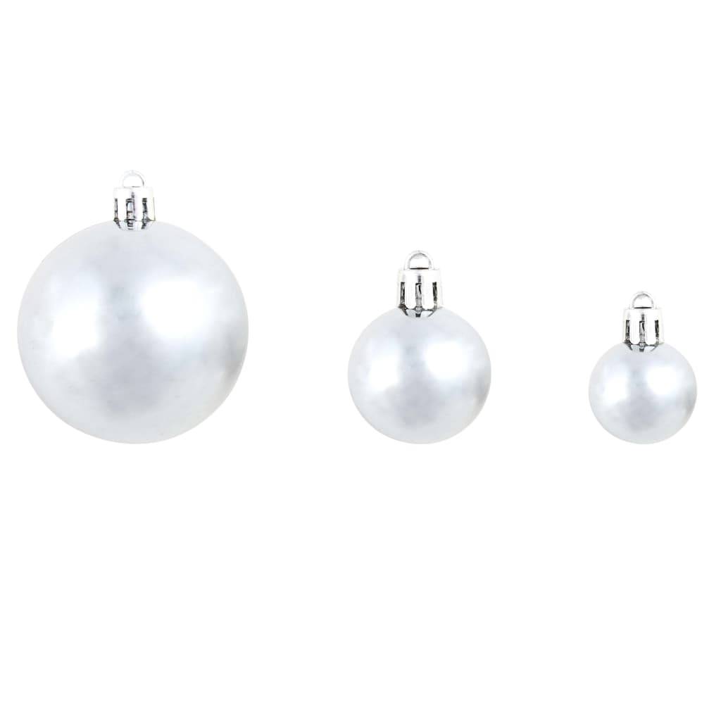 Ensemble de boules de Noël - Ornements de Noël - décorations de Noël 100 pcs 3/4/6 cm Blanc/Gris - Image 8