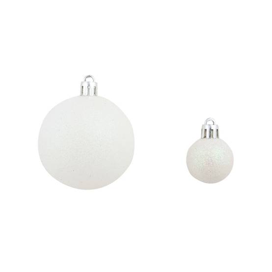 Ensemble de boules de Noël - Ornements de Noël - décorations de Noël 100 pcs 3/4/6 cm Blanc/Gris - Image 10