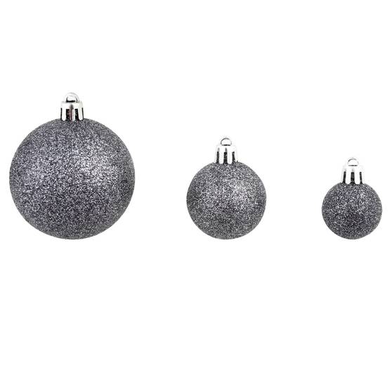 Ensemble de boules de Noël - Ornements de Noël - décorations de Noël 100 pcs 3/4/6 cm Blanc/Gris - Image 4