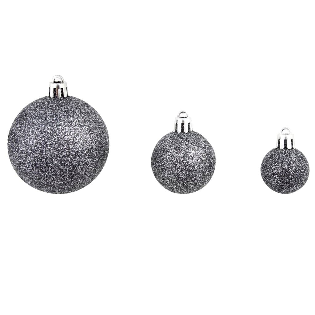 Ensemble de boules de Noël - Ornements de Noël - décorations de Noël 100 pcs 3/4/6 cm Blanc/Gris - Image 4
