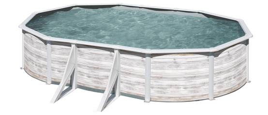 Gre Pools - Piscine ovale acier 6,34m x 3,99m x H: 1,22m - Imitation bois Nordique Gre Pools - Image 1