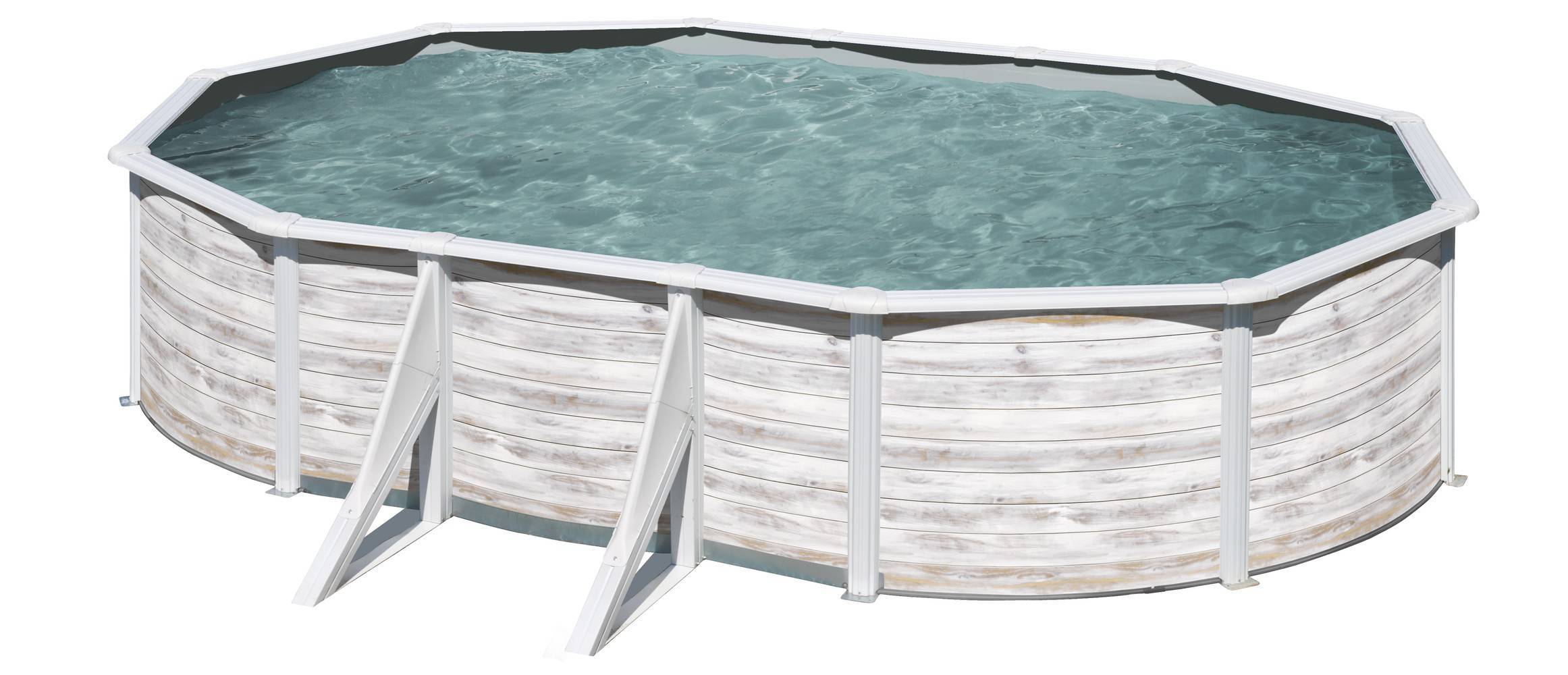Gre Pools - Piscine ovale acier 6,34m x 3,99m x H: 1,22m -  Imitation bois Nordique Gre Pools - Image 1