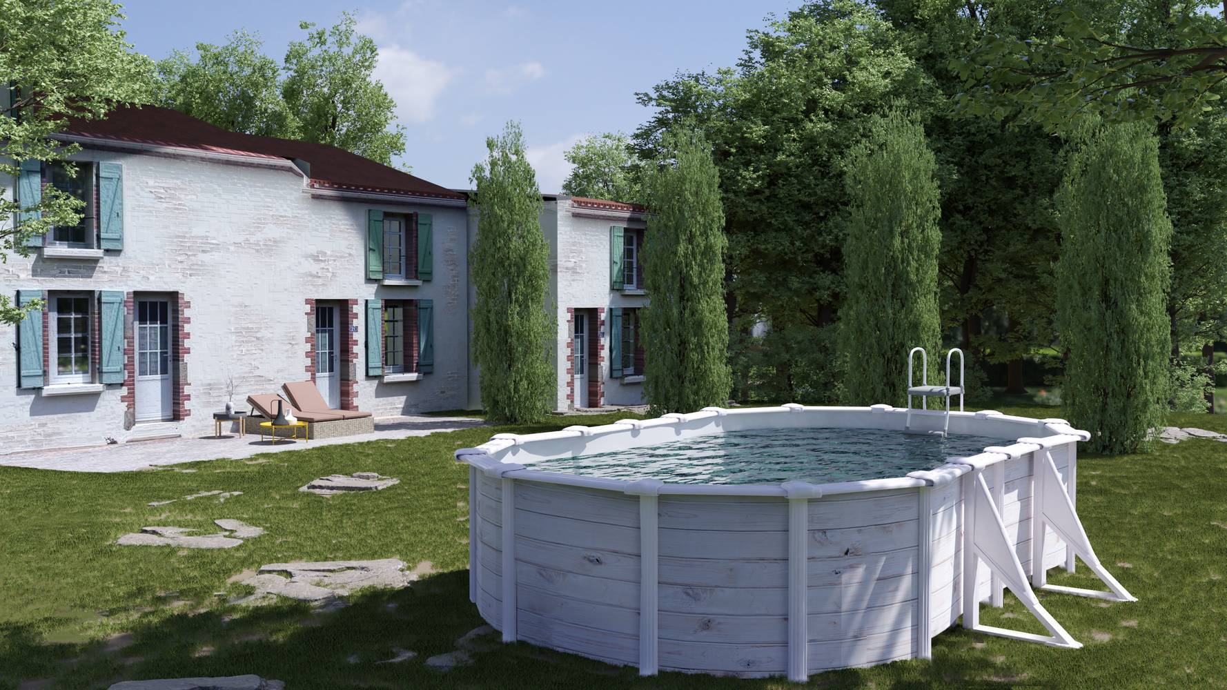 Gre Pools - Piscine ovale acier 6,34m x 3,99m x H: 1,22m -  Imitation bois Nordique Gre Pools - Image 2