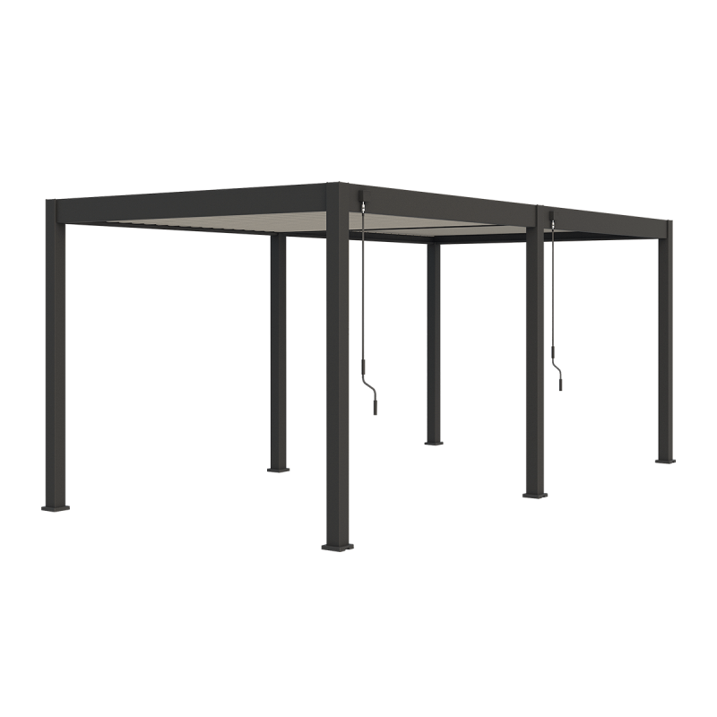Ombrea - Pergola bioclimatique Ombréa autoportante VS - 3x6M bicolore + 2 stores blancs - Image 2