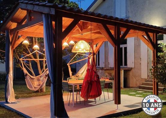 Cpbf Charpentes - Carport deux Pentes 400cmx500cm, Bois DOUGLAS Français (Charpente en bois-auvent-abri voiture), 20 m². Garantie 10 ans - Image 4