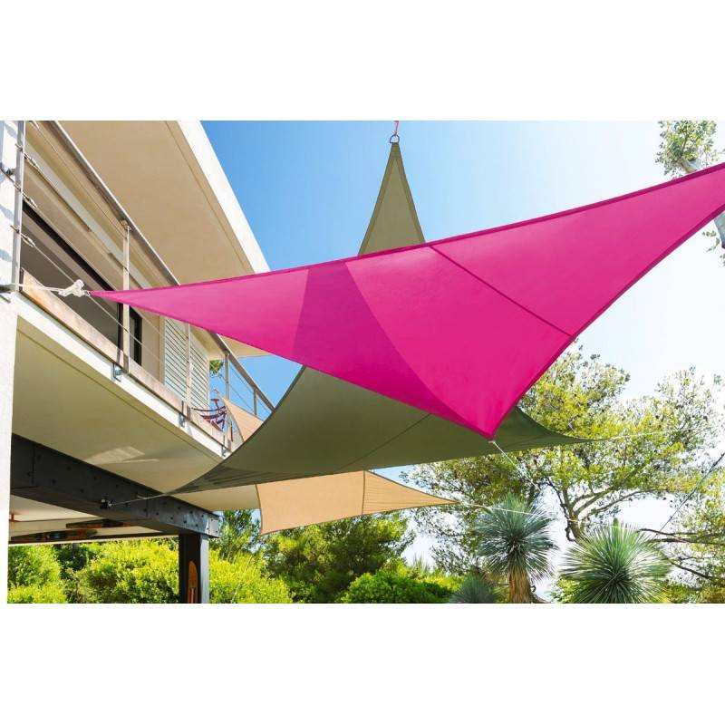 Hesperide - Voile d'ombrage triangulaire "Curacao" taupe 3x3x3m en polyester Hespéride - Image 5