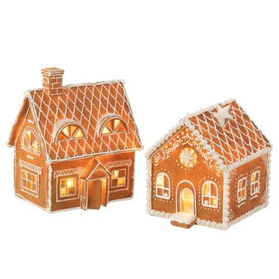 Maison de Noël en résine marron 18.5x14x22 cm - J-Line - Image 4