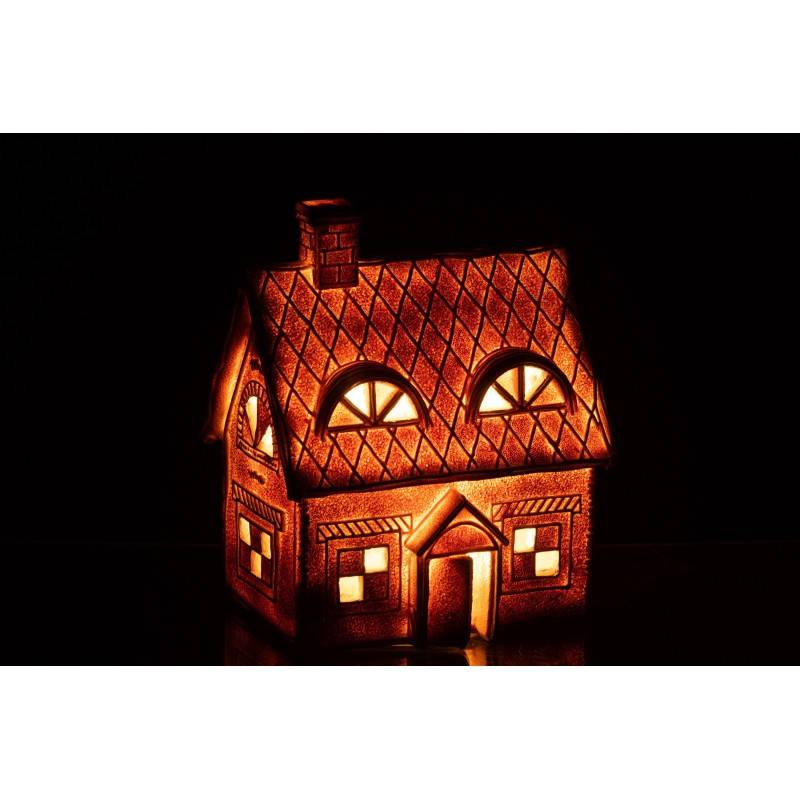 Maison de Noël en résine marron 18.5x14x22 cm - J-Line - Image 2