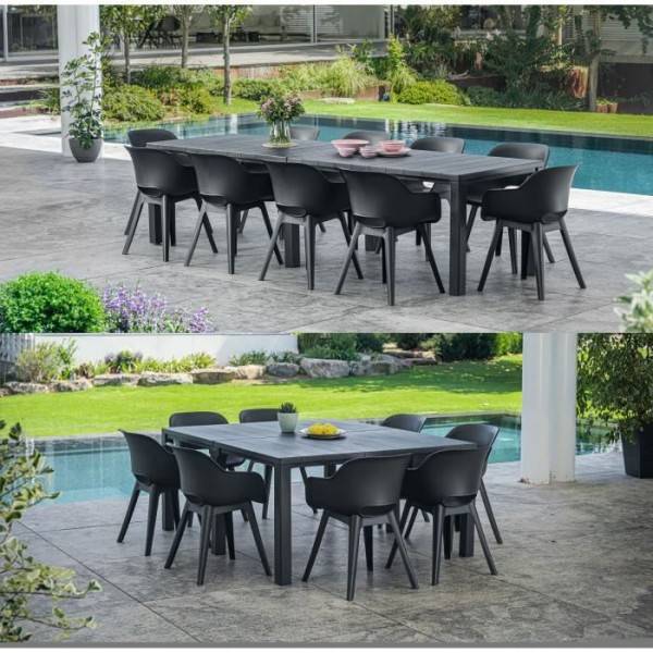 Keter - Table de jardin - Rectangulaire - Coloris : gris graphite - En résine - Modulable 3 en 1 - JULIE DOUBLE - Allibert by KETER - Image 5