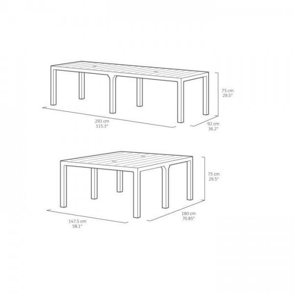 Keter - Table de jardin - Rectangulaire - Coloris : gris graphite - En résine - Modulable 3 en 1 - JULIE DOUBLE - Allibert by KETER - Image 4