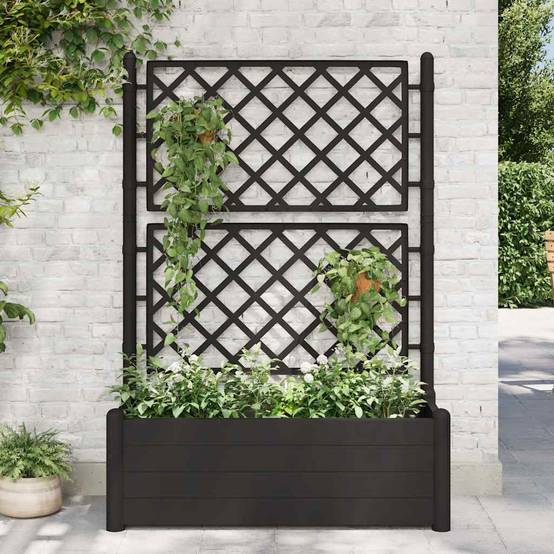 Jardinière, Bac à Fleurs, Pot De Fleurs avec treillis 100x43x142 cm PP Anthracite MP452 - Image 2