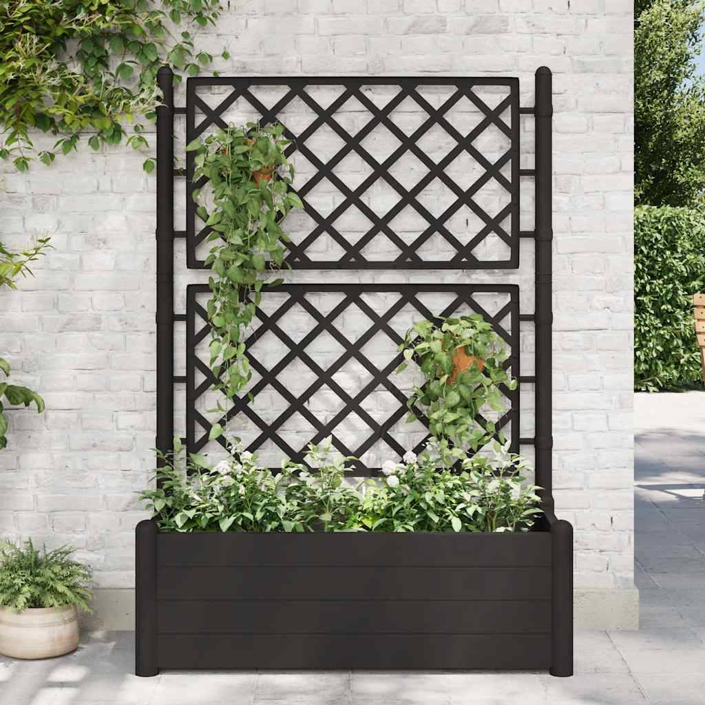 Jardinière, Bac à Fleurs, Pot De Fleurs avec treillis 100x43x142 cm PP Anthracite MP452 - Image 2