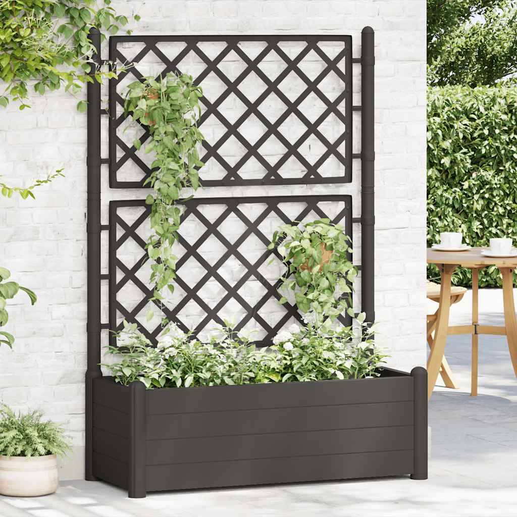 Jardinière, Bac à Fleurs, Pot De Fleurs avec treillis 100x43x142 cm PP Anthracite MP452 - Image 3
