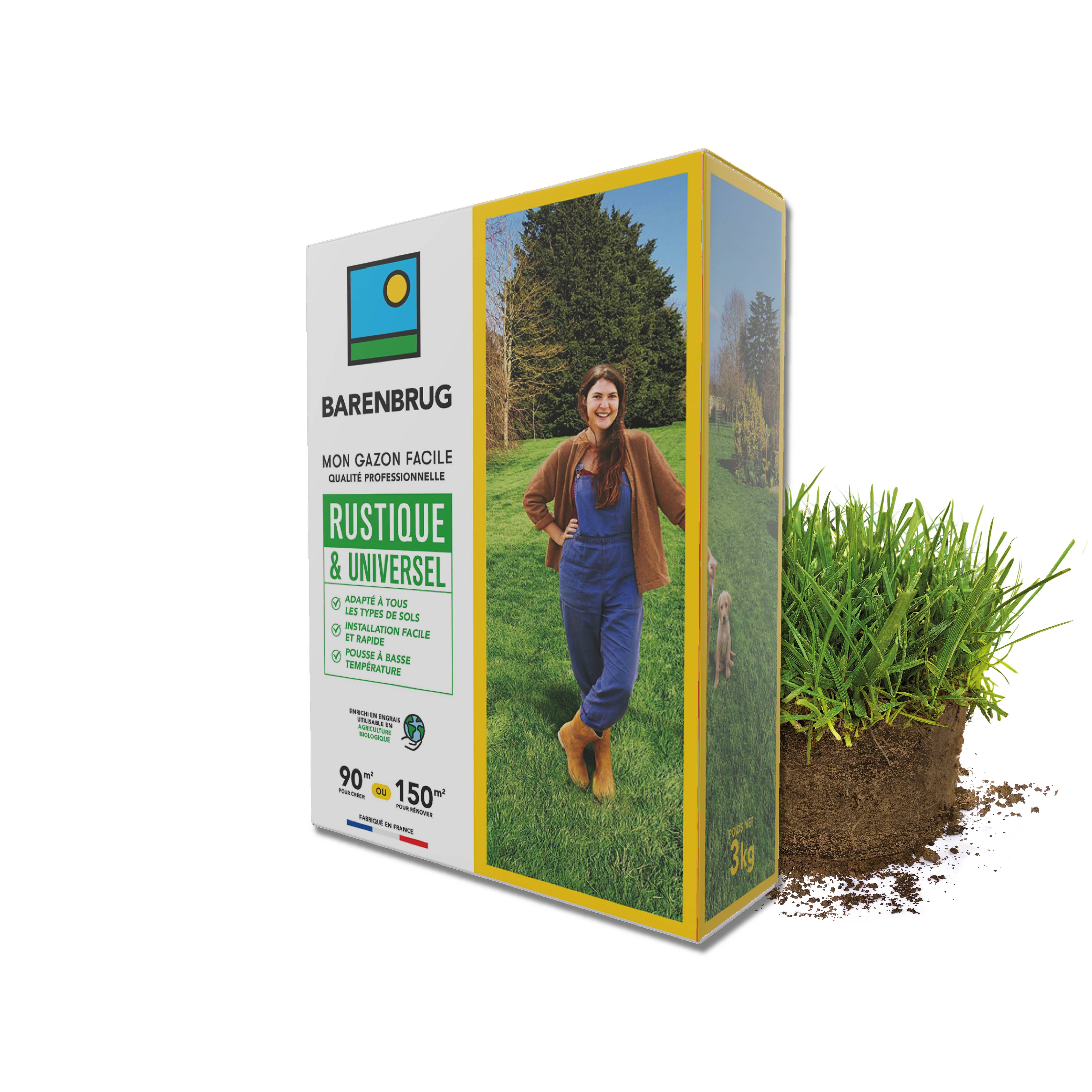 Barenbrug - Gazon Rustique & Universel - Adapté Tous Sols - Installation Facile et Rapide - Pousse à Basse Température - 3KG - BARENBRUG - Image 1