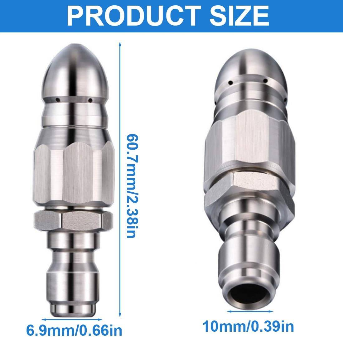 Buse de nettoyage haute pression en acier inoxydable pour déboucher les canalisations(pour tuyau de 1/4"), pour nettoyeur haute pression-Lytech - Image 2