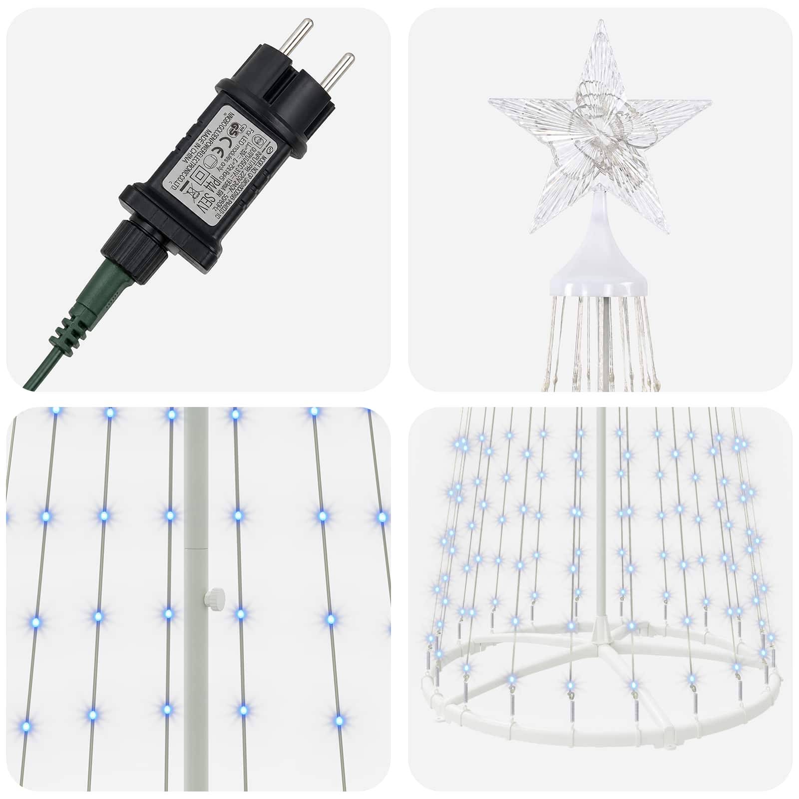 Vidaxl - Sapin cône lumineux LED 250 cm 470 LED Bleu Acier Blanc vidaXL 42050805 - Image 6