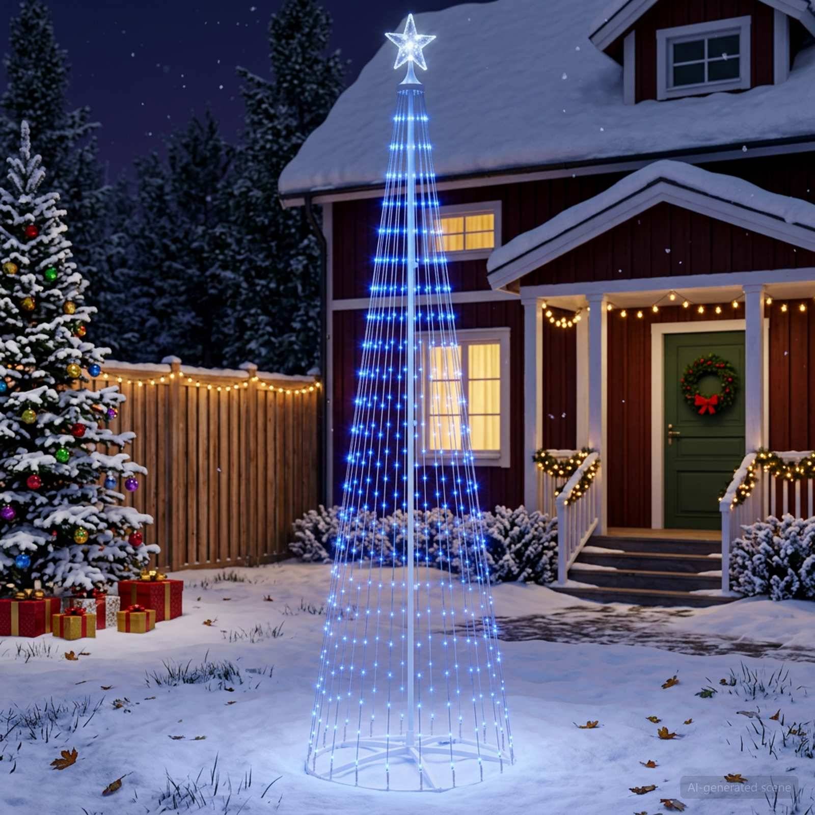 Vidaxl - Sapin cône lumineux LED 250 cm 470 LED Bleu Acier Blanc vidaXL 42050805