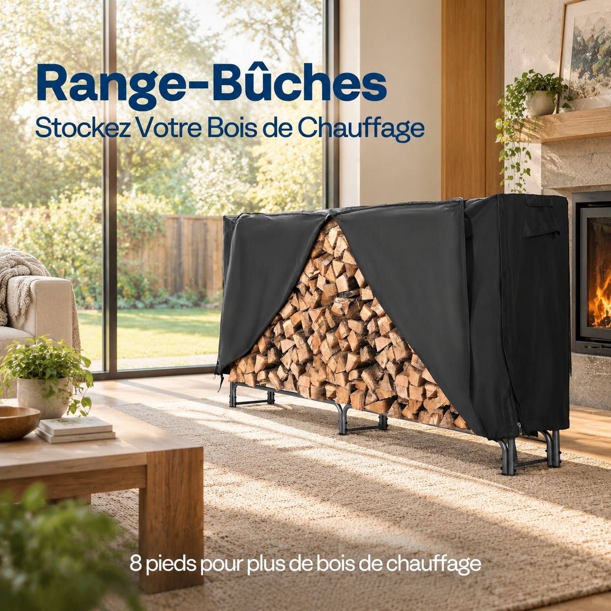 Support à Bûches avec Housse Imperméable Robuste en Acier - Image 2