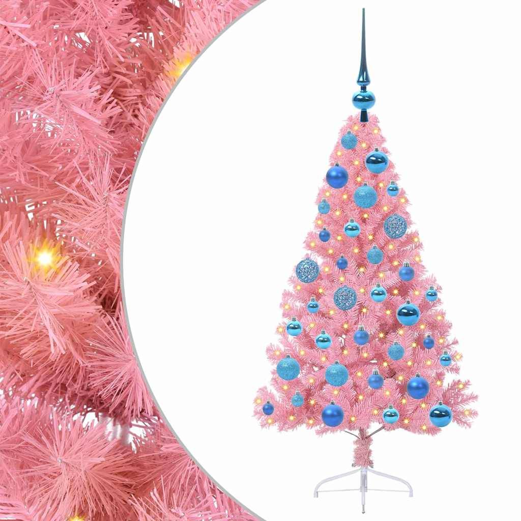Vidaxl - Sapin de Noël artificiel pré-éclairé Rose 120 cm PVC vidaXL 3397057 - Image 2