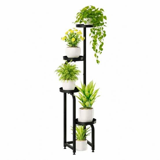 Support de Plantes Métal à 4 Niveaux Intérieur Extérieur Roulettes ou Fixe Égouttoire Perforé - Image 1
