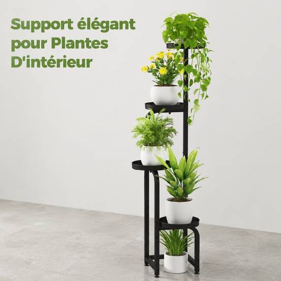 Support de Plantes Métal à 4 Niveaux Intérieur Extérieur Roulettes ou Fixe Égouttoire Perforé - Image 6