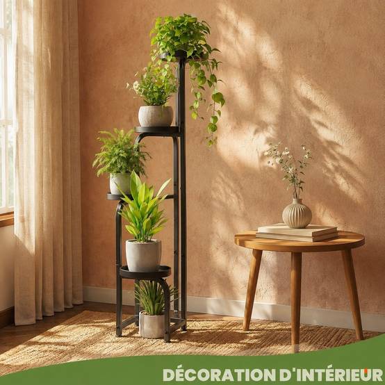 Support de Plantes Métal à 4 Niveaux Intérieur Extérieur Roulettes ou Fixe Égouttoire Perforé - Image 7