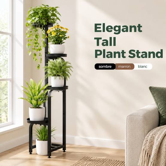 Support de Plantes Métal à 4 Niveaux Intérieur Extérieur Roulettes ou Fixe Égouttoire Perforé - Image 3
