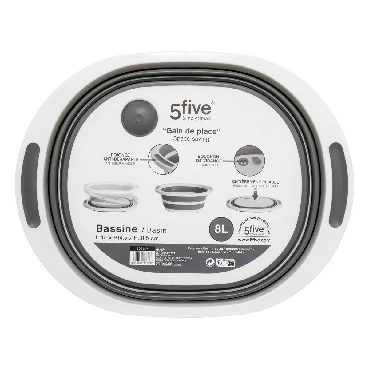 Bassine Avec Bouchon Vidange "Rétractable" 8L Blanc - Image 4
