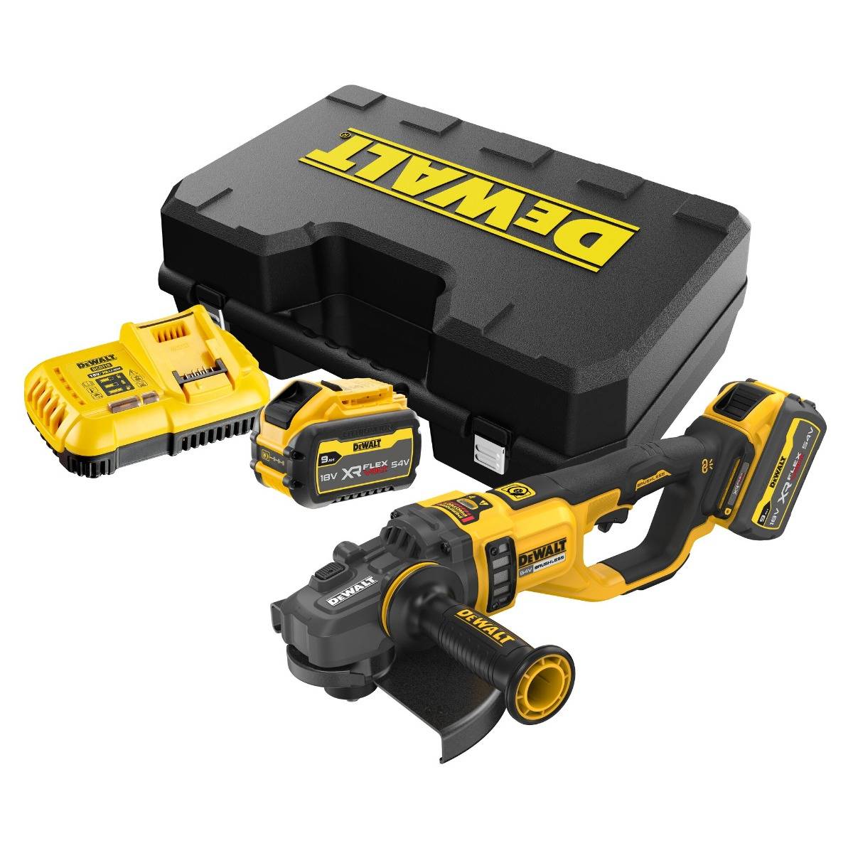 Meuleuse 230 mm XR FLEXVOLT 54V Brushless - DEWALT - 2 batteries 54V 3.0Ah - chargeur - coffret - DCG460X2-QW - Image 1