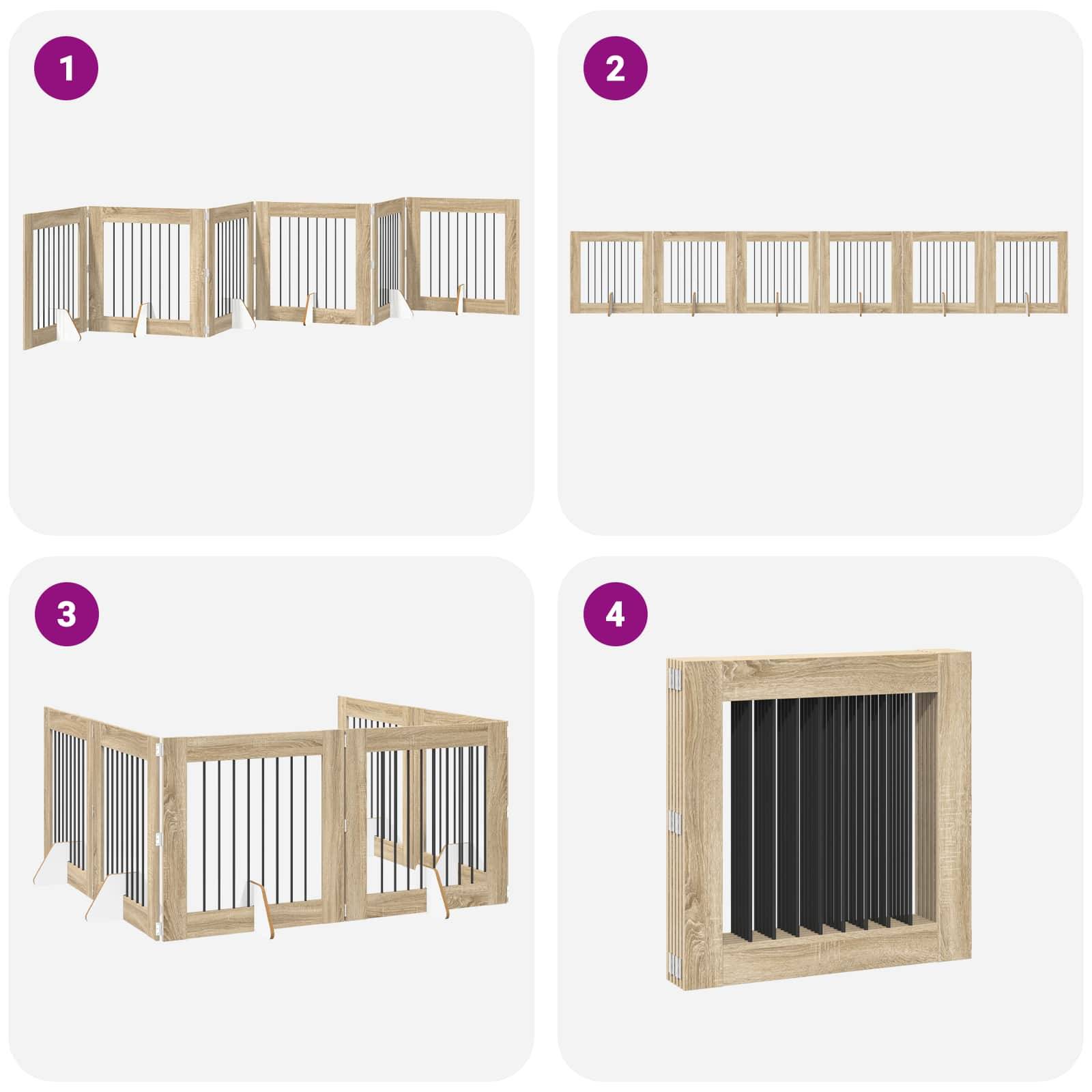 ComfortXL - Barrière pour chien modulable bois intérieur pliable 482cm chêne Sonoma - ComfortXL Outdoor Living - Image 7