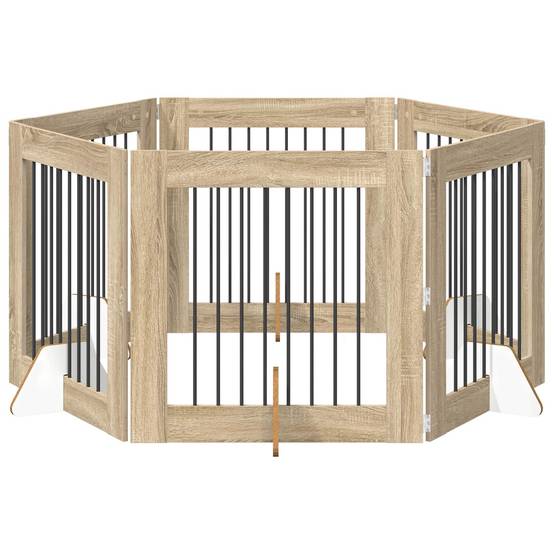 ComfortXL - Barrière pour chien modulable bois intérieur pliable 482cm chêne Sonoma - ComfortXL Outdoor Living - Image 2