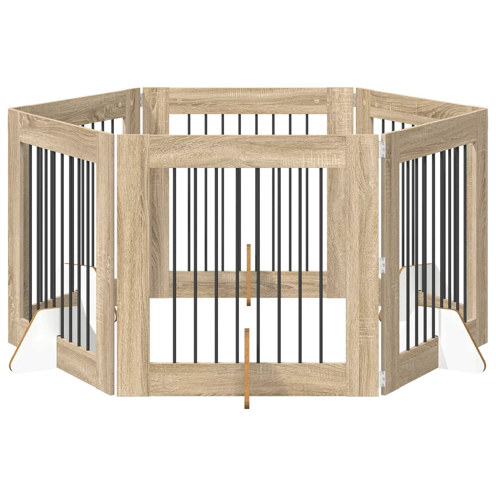 ComfortXL - Barrière pour chien modulable bois intérieur pliable 482cm chêne Sonoma - ComfortXL Outdoor Living - Image 2