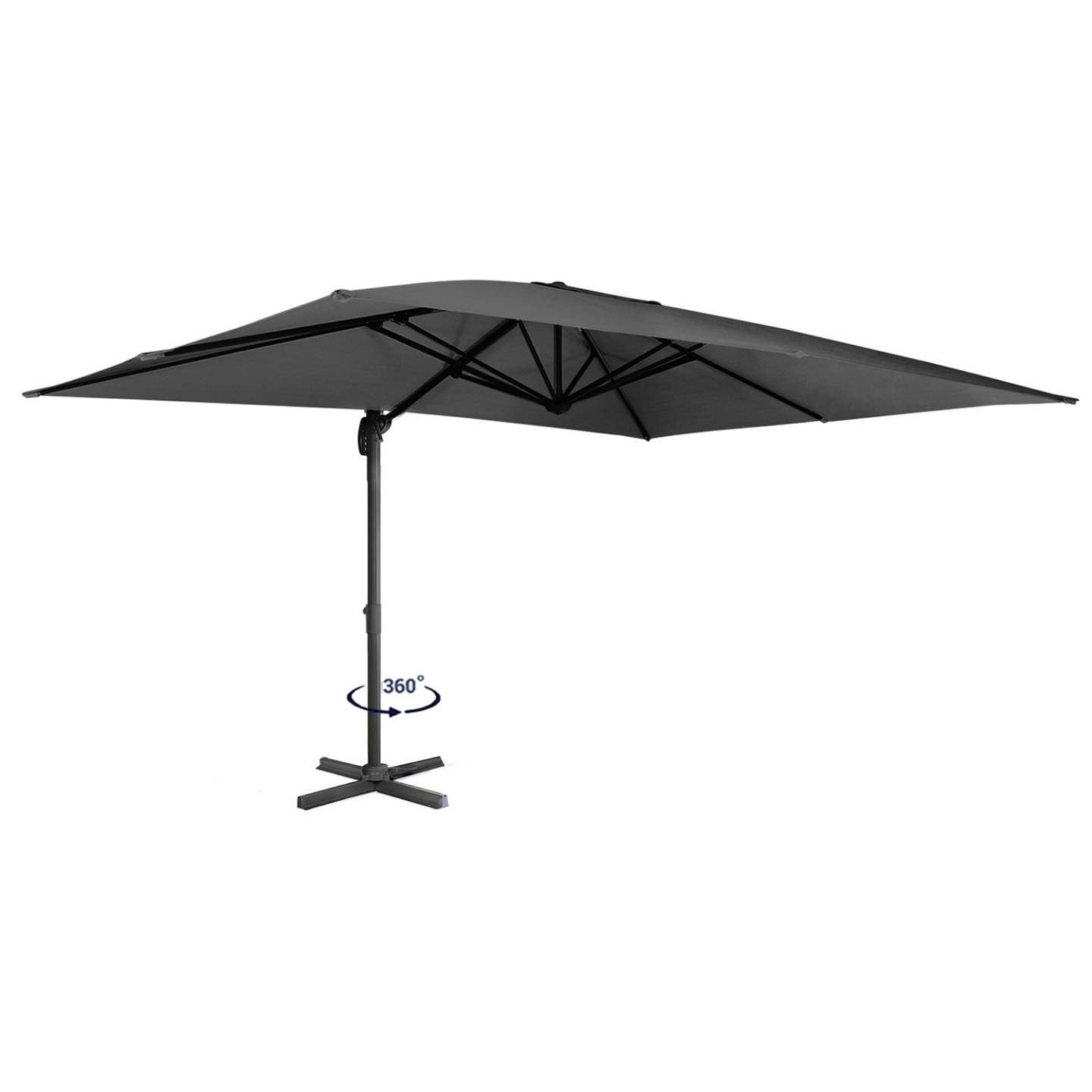 Parasol déporté inclinable rotatif 360 CALVI gris 3x4 M avec housse - Image 2