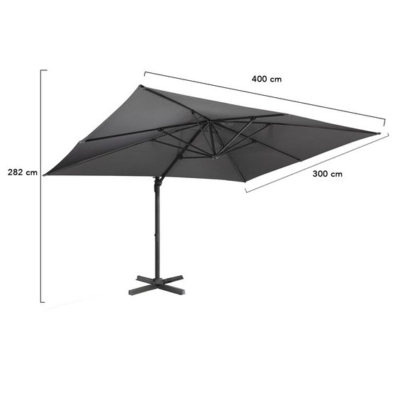 Parasol déporté inclinable rotatif 360 CALVI gris 3x4 M avec housse - Image 6