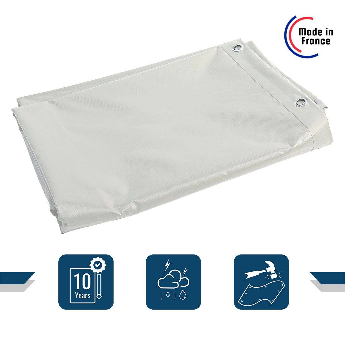 Bâche Bois 3x5 m XP640BO Blanche - Garantie 10 ans - Bâche de protection étanche pour Bois de chauffage - Made in France TECPLAST - Image 2