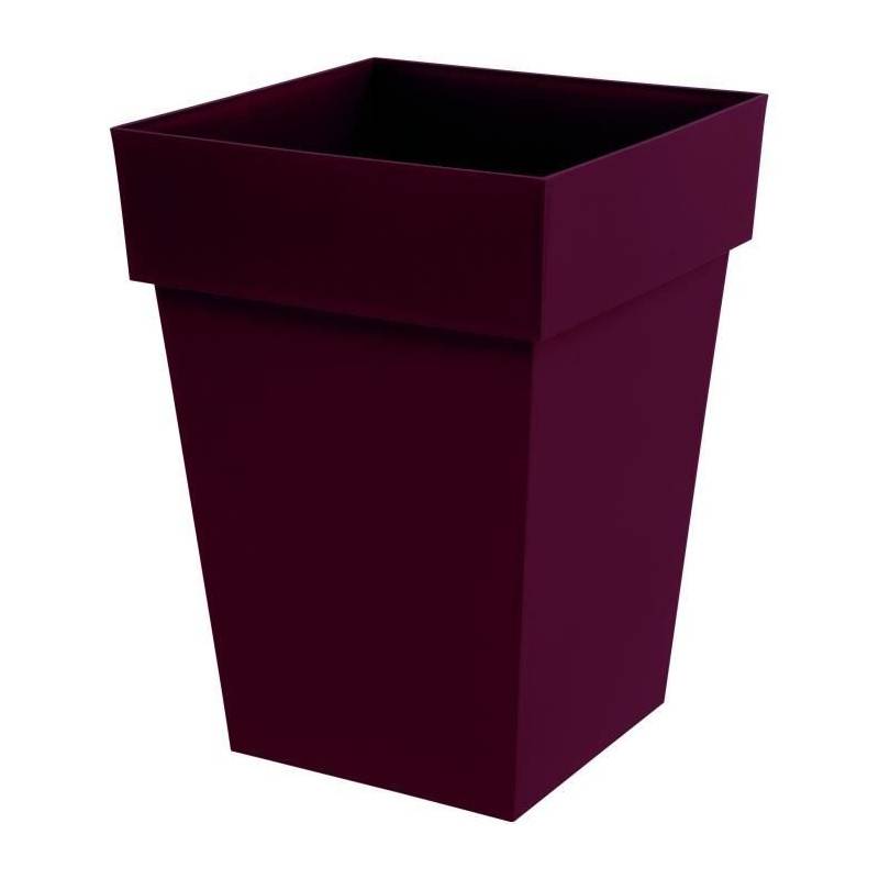 Eda Pot De Fleur Carré Mi-haut Toscane - Volume 51 L - 39 X 39 X H.53 Cm - Rouge Bourgogne - Image 1