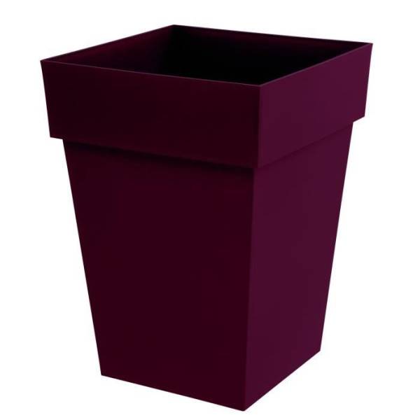 Eda Pot De Fleur Carré Mi-haut Toscane - Volume 51 L - 39 X 39 X H.53 Cm - Rouge Bourgogne - Image 2