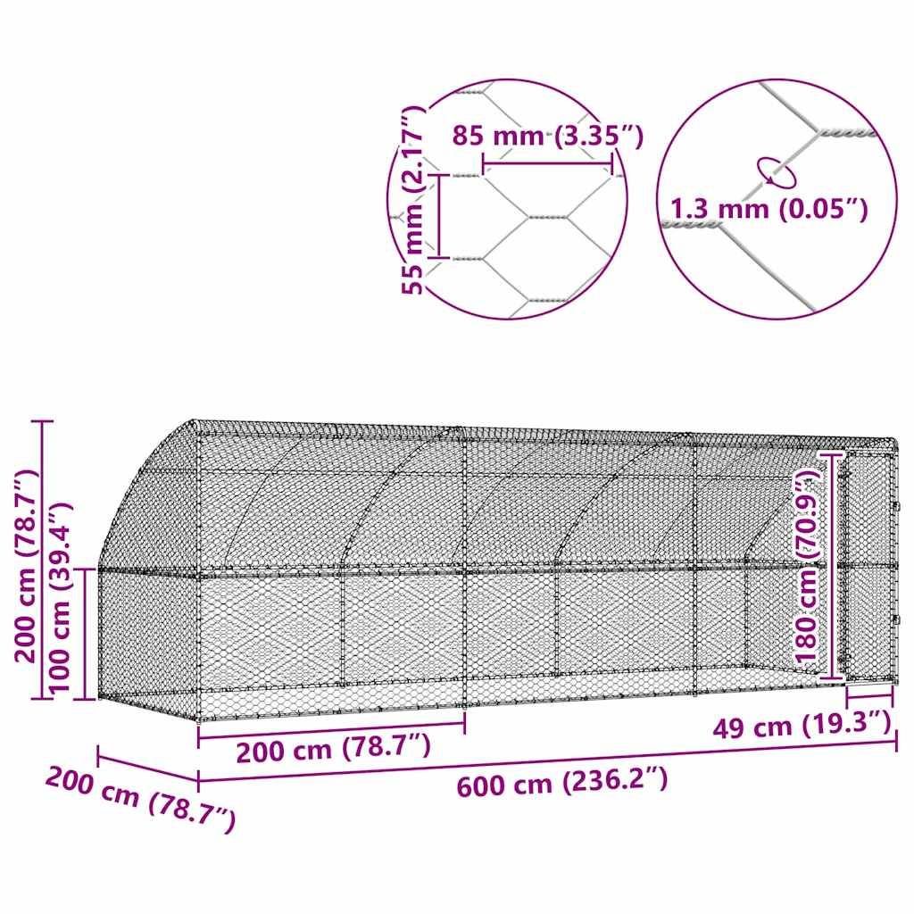 Abri Métallique Chien Toit Protection 6m Argenté - ComfortXL Outdoor Living - Image 8