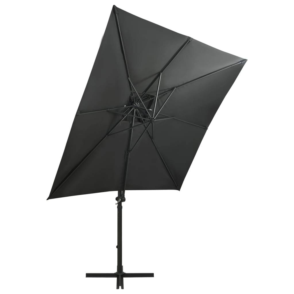 Helloshop26 - Parasol meuble de jardin déporté avec mât et lumières led 250 cm anthracite - Image 2