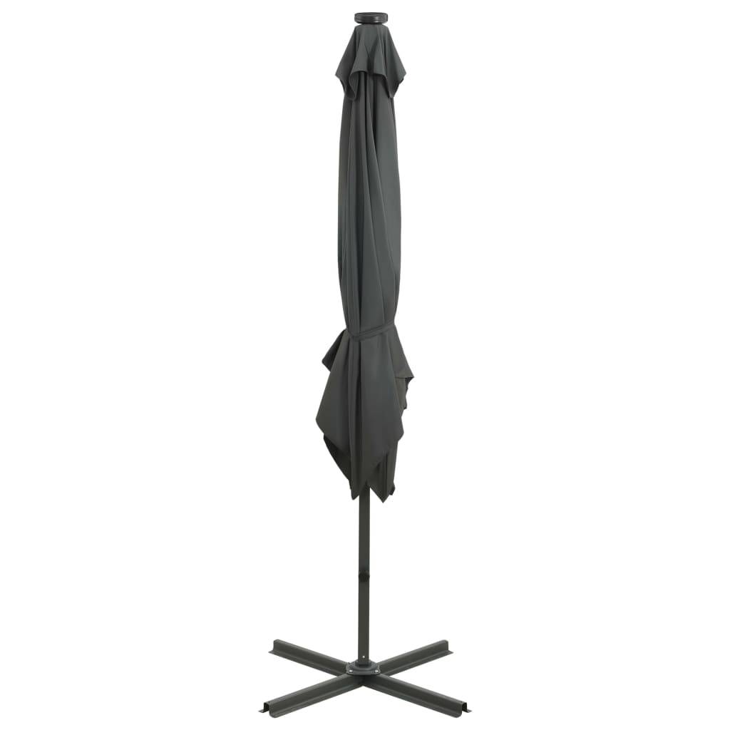 Helloshop26 - Parasol meuble de jardin déporté avec mât et lumières led 250 cm anthracite - Image 5